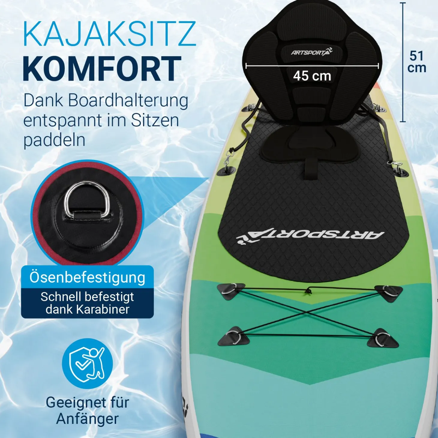 Stand Up Paddling Board mit Kajaksitz