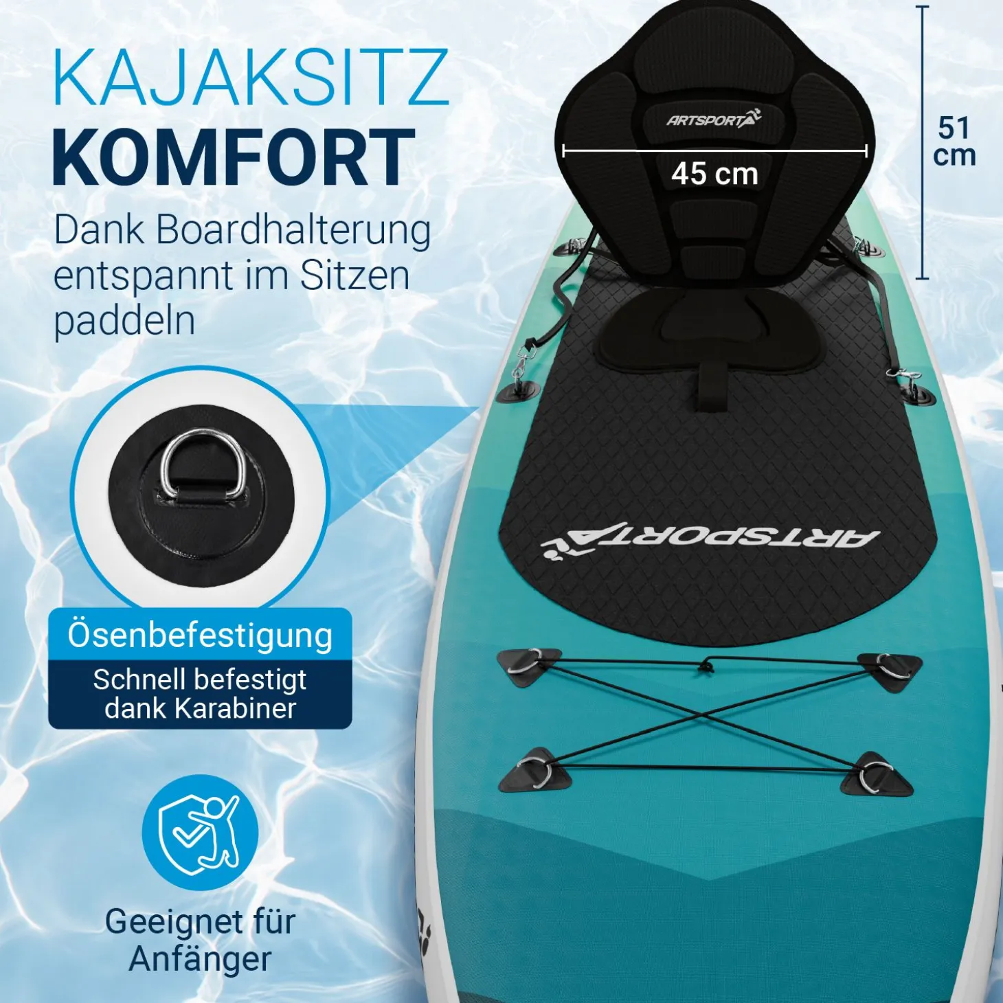 Stand Up Paddling Board mit Kajaksitz