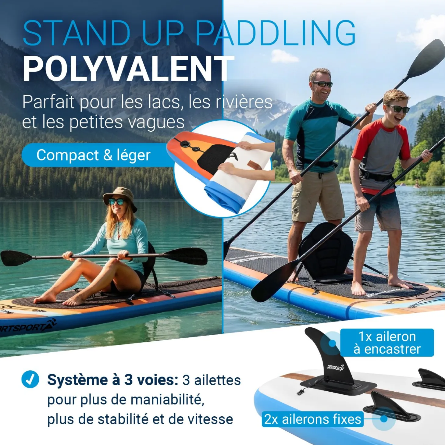 Stand Up Paddling Board mit Kajaksitz