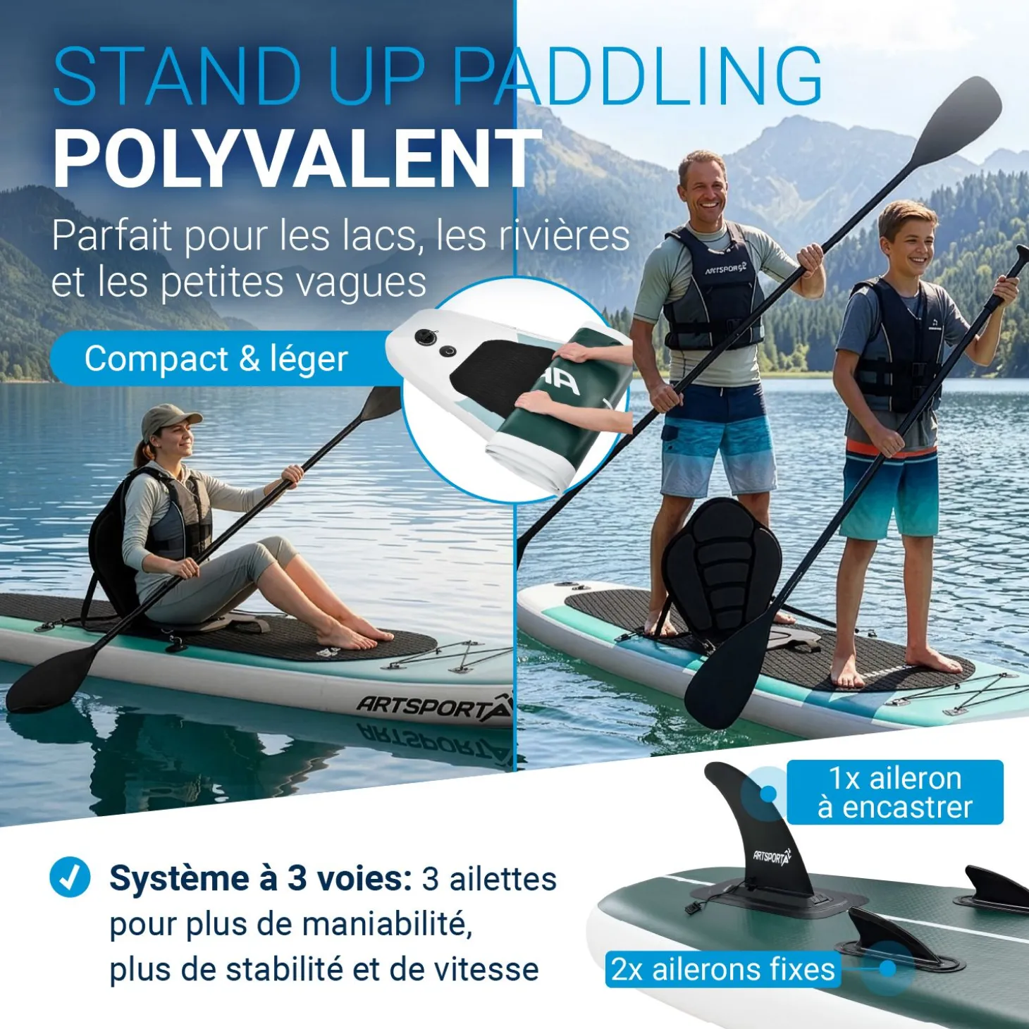 Stand Up Paddling Board mit Kajaksitz