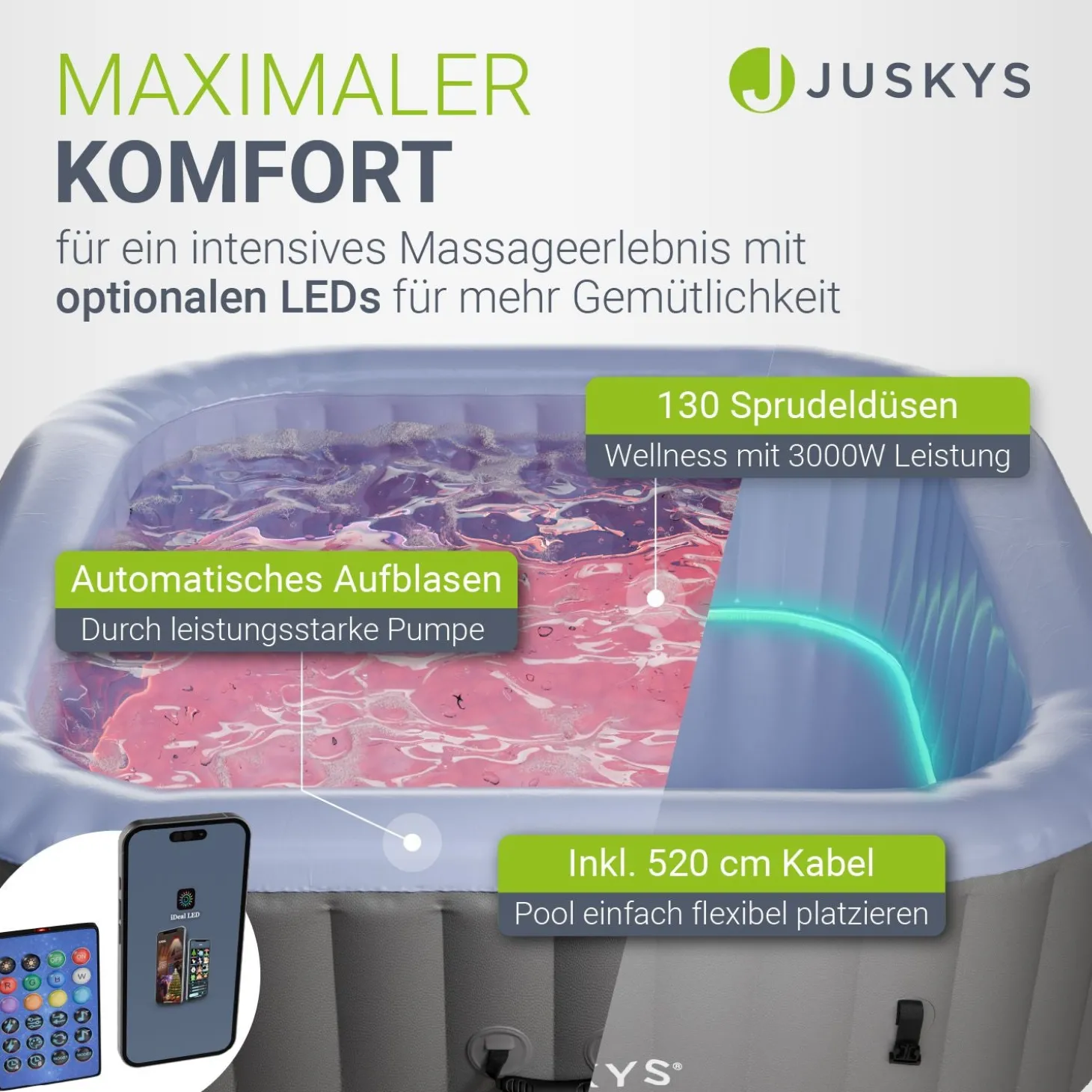 Whirlpool aufblasbar für 4-6 Personen