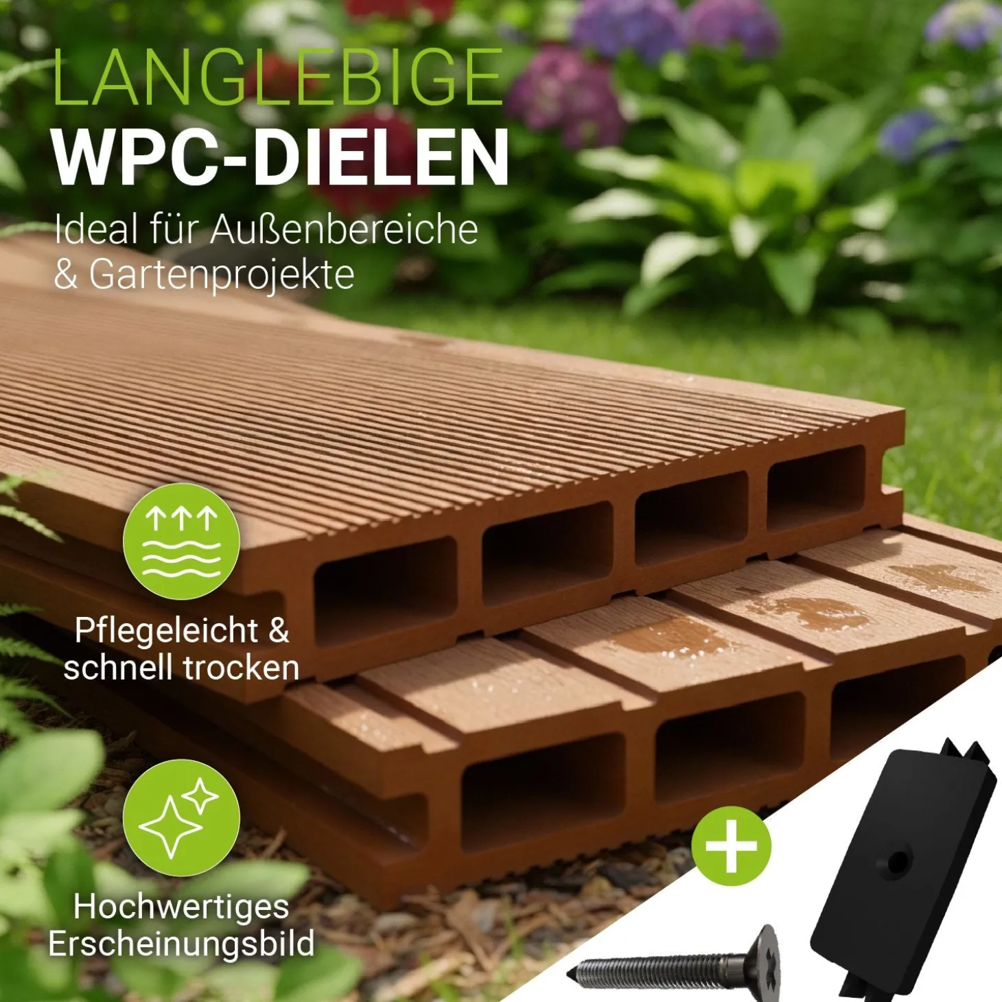 WPC Terrassendielen in Teak